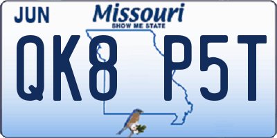 MO license plate QK8P5T
