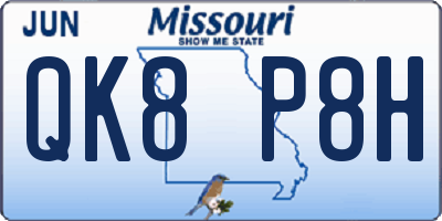 MO license plate QK8P8H