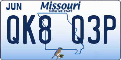 MO license plate QK8Q3P