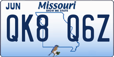 MO license plate QK8Q6Z