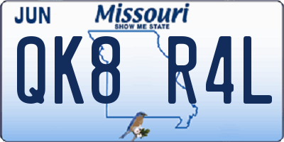 MO license plate QK8R4L