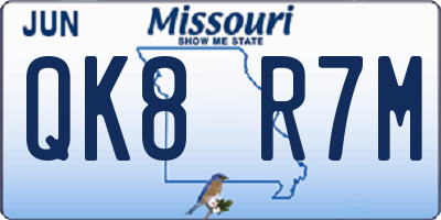MO license plate QK8R7M