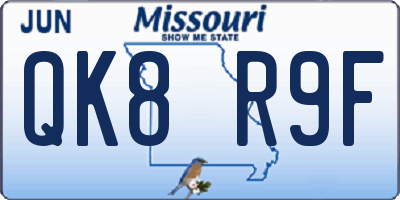MO license plate QK8R9F