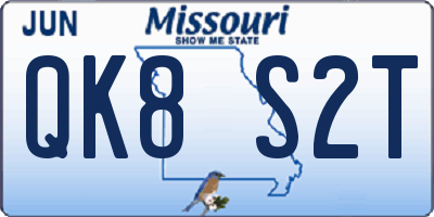 MO license plate QK8S2T