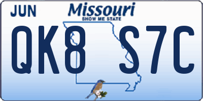 MO license plate QK8S7C