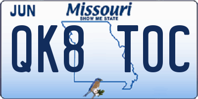 MO license plate QK8T0C