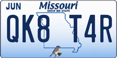 MO license plate QK8T4R
