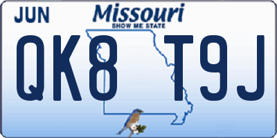 MO license plate QK8T9J