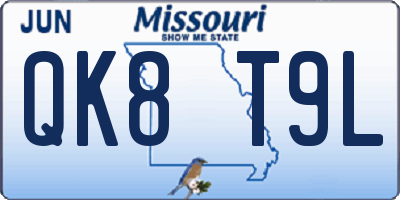 MO license plate QK8T9L