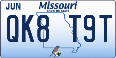 MO license plate QK8T9T