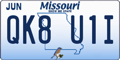 MO license plate QK8U1I
