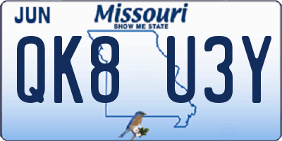 MO license plate QK8U3Y