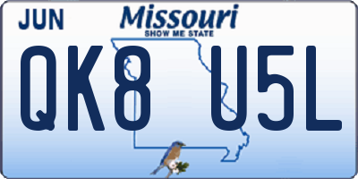 MO license plate QK8U5L