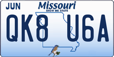 MO license plate QK8U6A