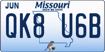 MO license plate QK8U6B