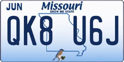 MO license plate QK8U6J