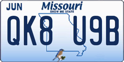 MO license plate QK8U9B