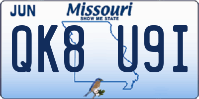 MO license plate QK8U9I