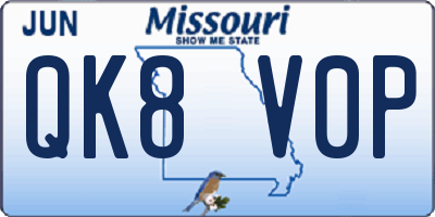 MO license plate QK8V0P