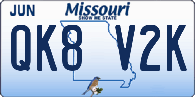 MO license plate QK8V2K