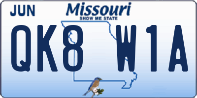 MO license plate QK8W1A