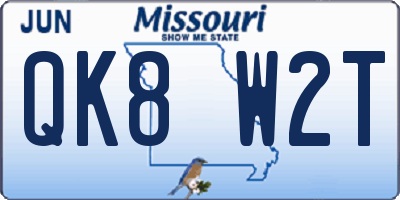 MO license plate QK8W2T