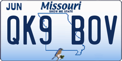 MO license plate QK9B0V