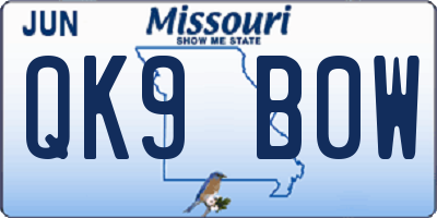 MO license plate QK9B0W