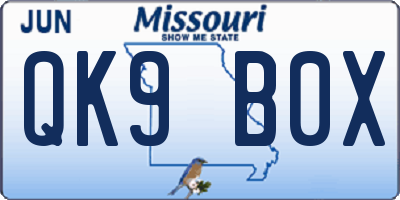 MO license plate QK9B0X