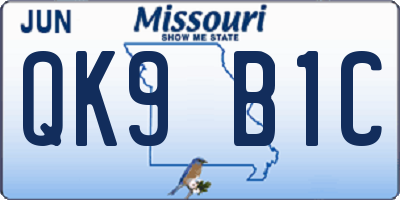 MO license plate QK9B1C