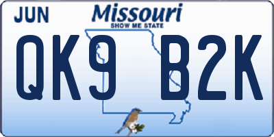 MO license plate QK9B2K