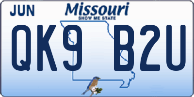 MO license plate QK9B2U