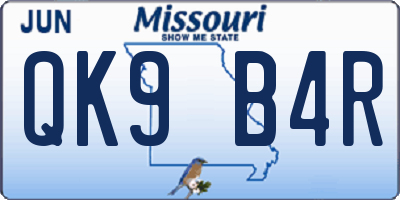 MO license plate QK9B4R
