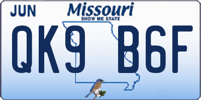MO license plate QK9B6F