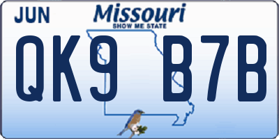 MO license plate QK9B7B