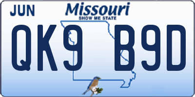 MO license plate QK9B9D