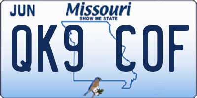 MO license plate QK9C0F