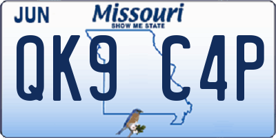 MO license plate QK9C4P