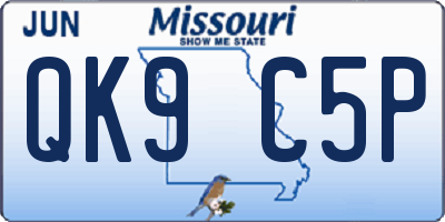 MO license plate QK9C5P