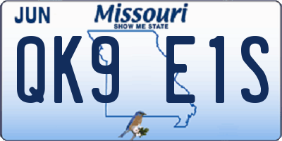 MO license plate QK9E1S