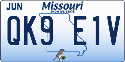 MO license plate QK9E1V