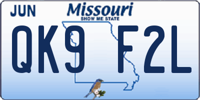 MO license plate QK9F2L
