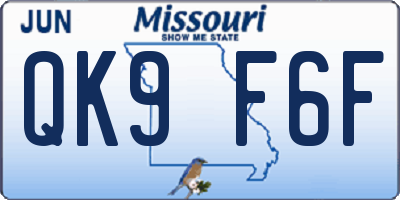 MO license plate QK9F6F