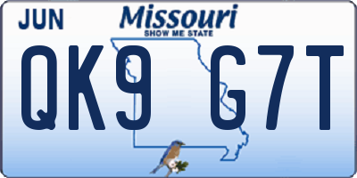 MO license plate QK9G7T