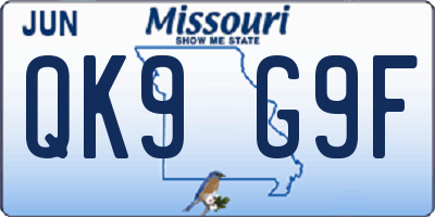 MO license plate QK9G9F