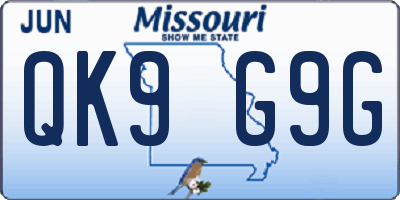 MO license plate QK9G9G