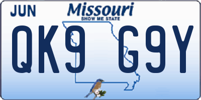 MO license plate QK9G9Y