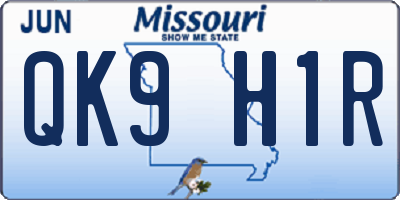 MO license plate QK9H1R