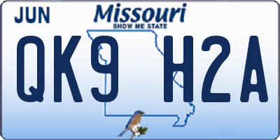 MO license plate QK9H2A