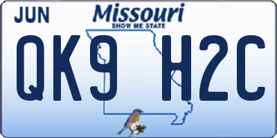 MO license plate QK9H2C